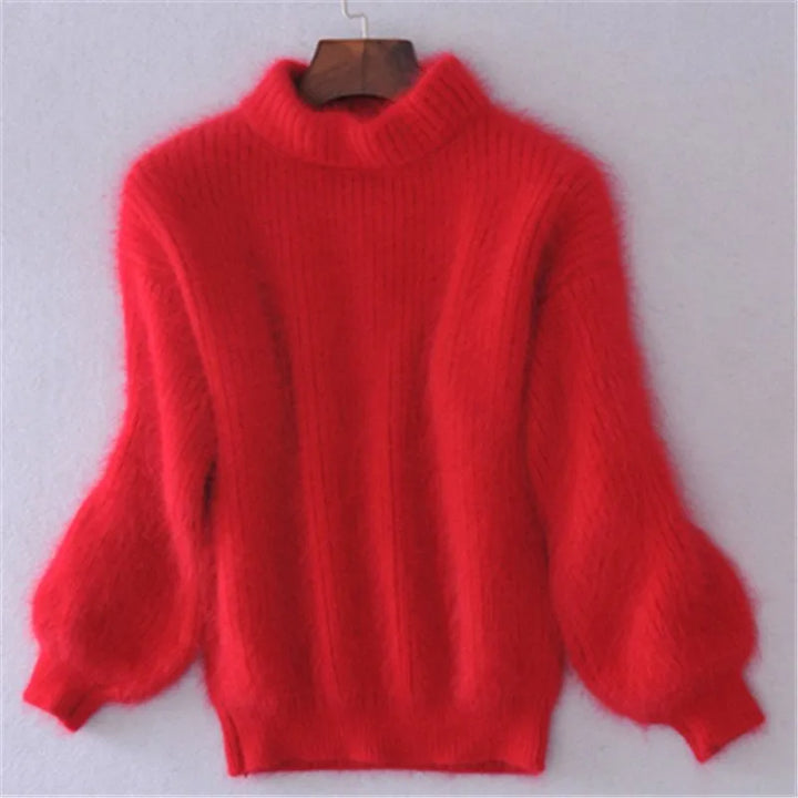 Casual Angora Knitted Women's Sweater - Livia