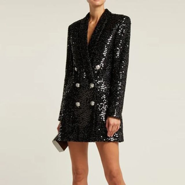 Sequin Blazer Jumpsuit with Double Breasted Buttons - Stella