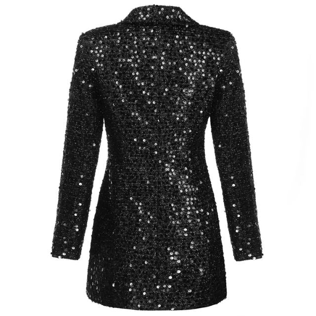 Sequin Blazer Jumpsuit with Double Breasted Buttons - Stella