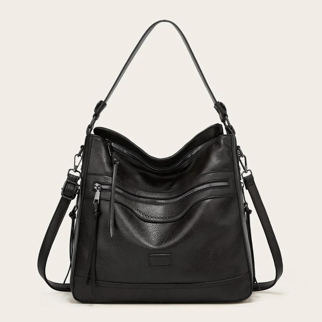 Stylish Spacious Leather Shoulder Bag - Elodie