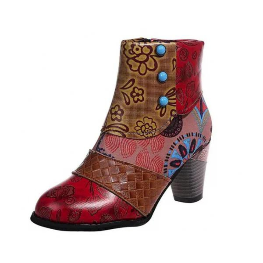 Stylish Retro Leather Women's Boots - Livia