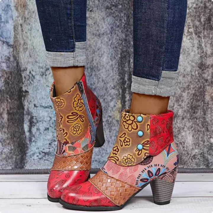 Stylish Retro Leather Women's Boots - Livia