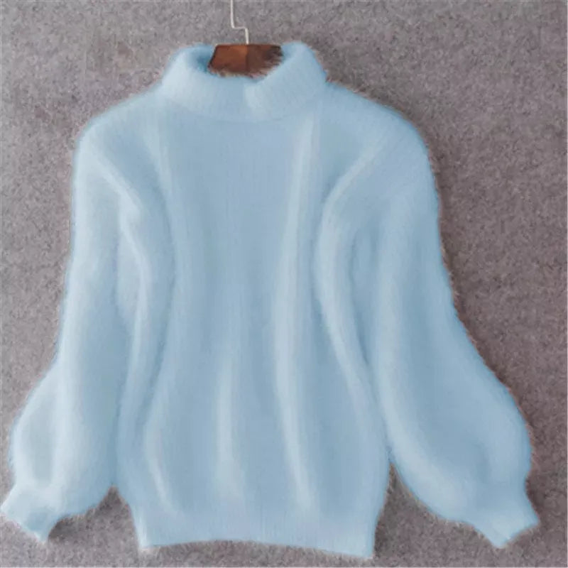 Casual Angora Knitted Women's Sweater - Livia