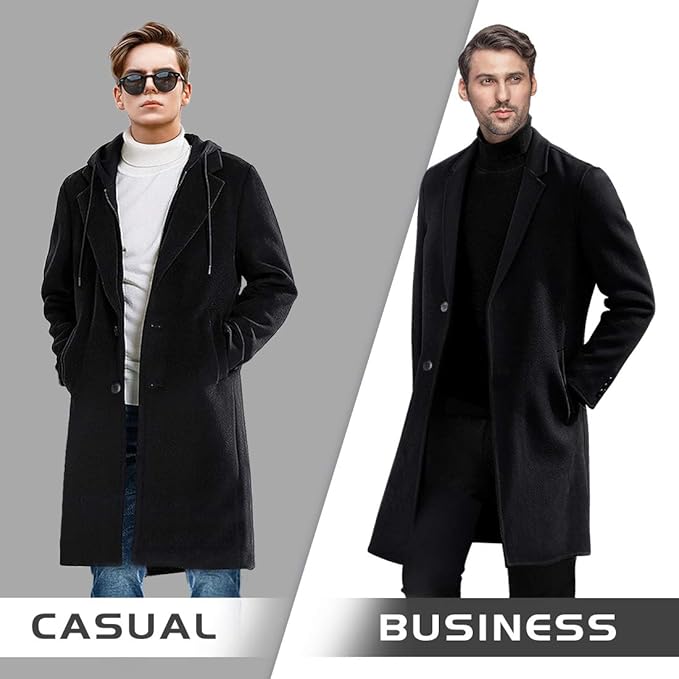 Men's Winter Trench Coat in Wool Blend - Liam