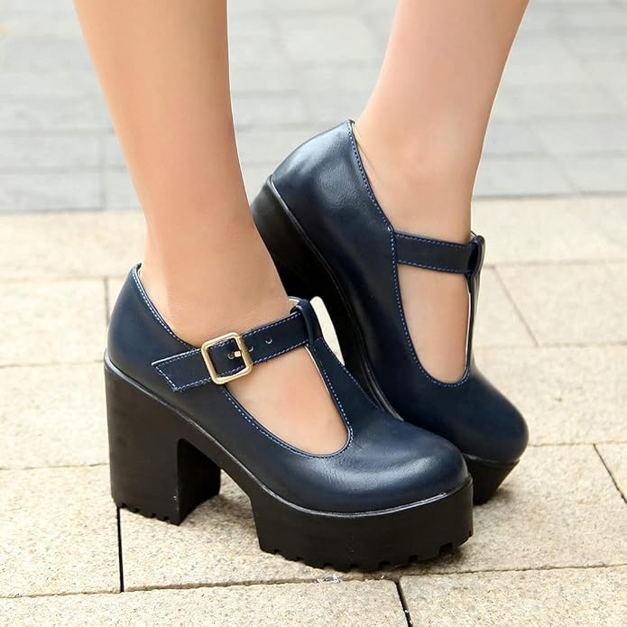 T-Strap Chunky Platform Heels – Jane