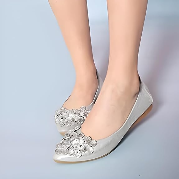 Glittering Rhinestone Ballerina Flats - Yelena