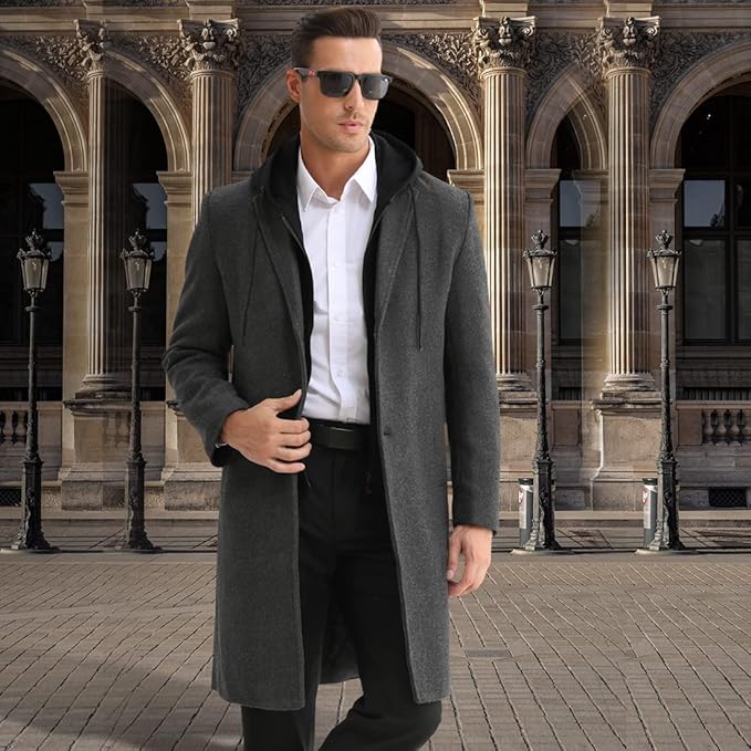 Men's Winter Trench Coat in Wool Blend - Liam