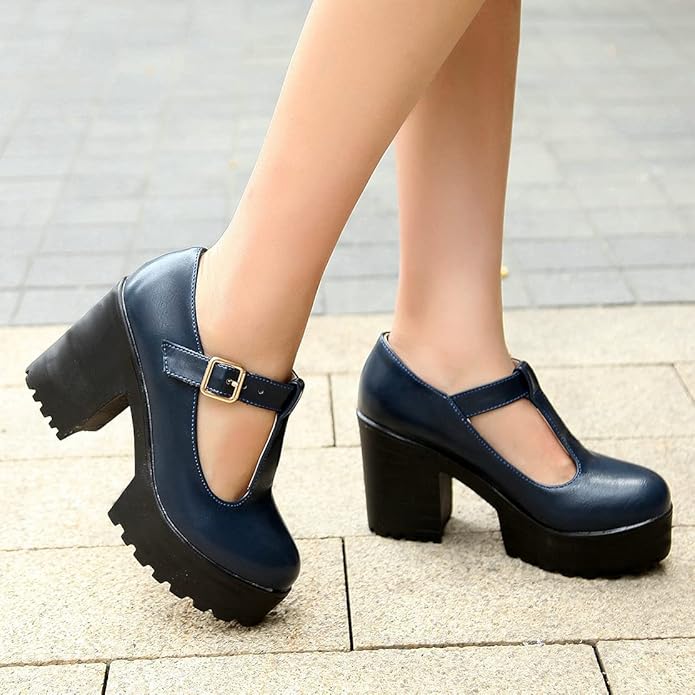 T-Strap Chunky Platform Heels – Jane