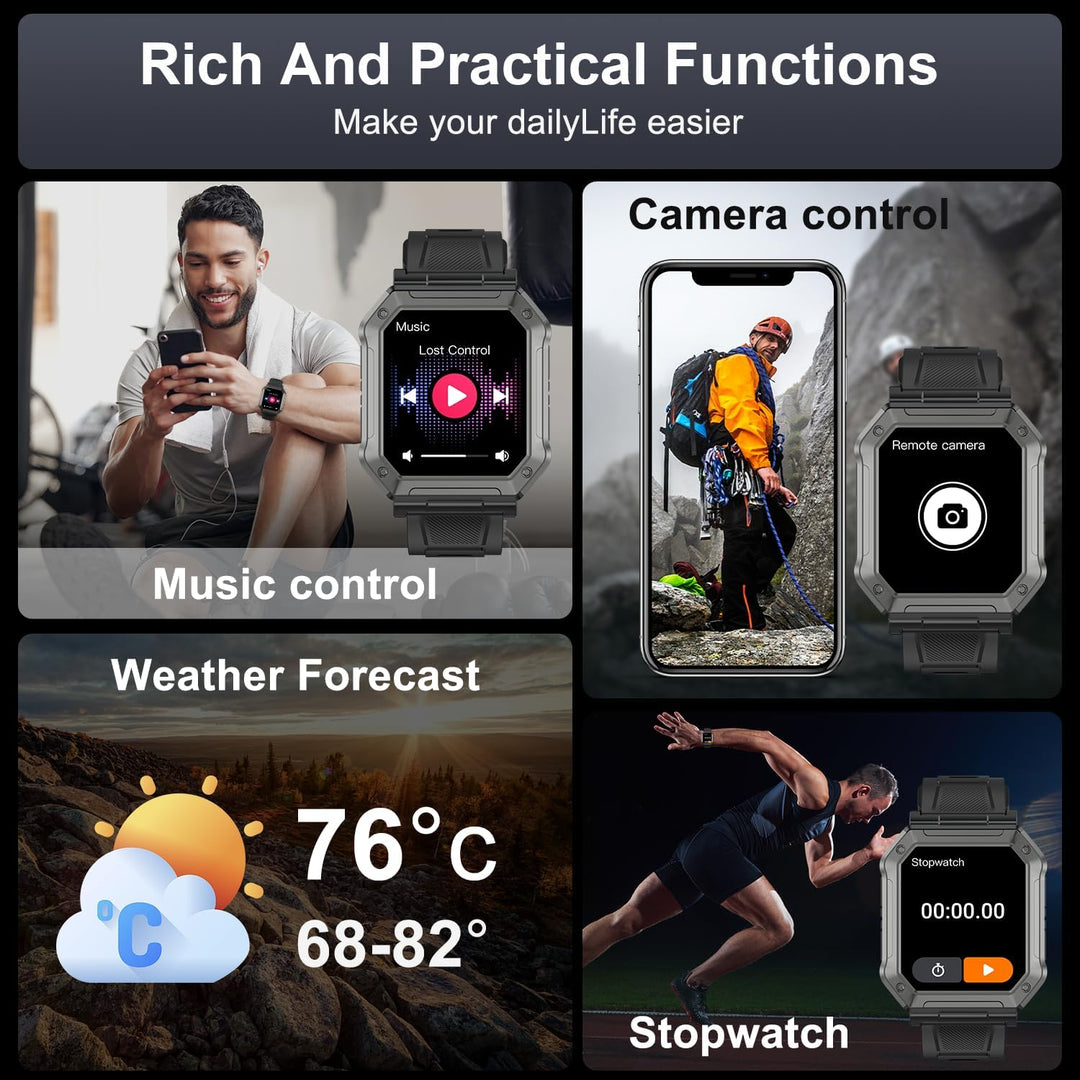 Military Smartwatch for Men with Fitness Tracker - Wayne