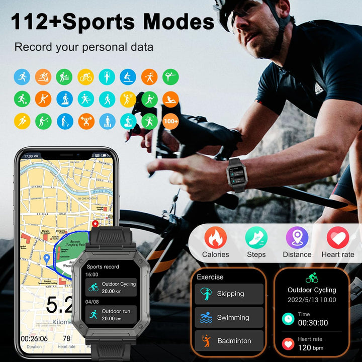 Military Smartwatch for Men with Fitness Tracker - Wayne