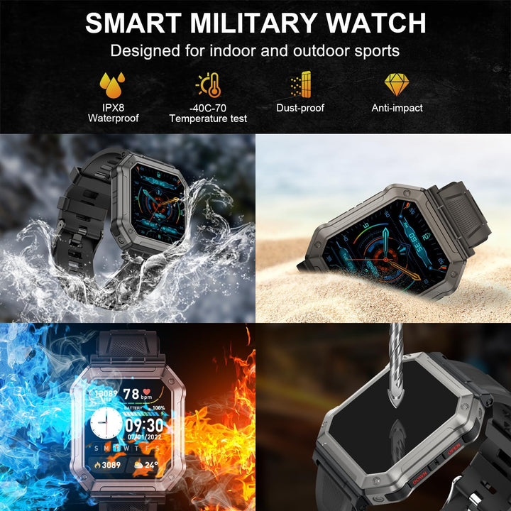 Military Smartwatch for Men with Fitness Tracker - Wayne