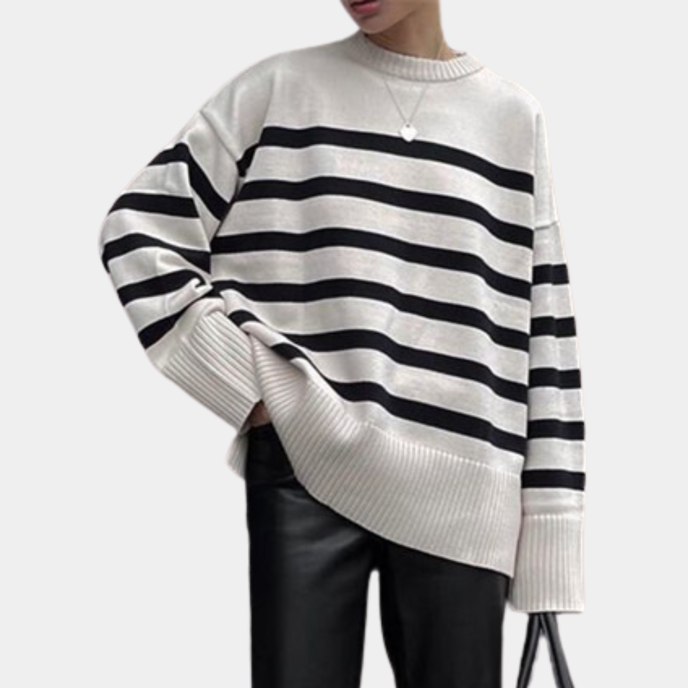 Trendy Oversized Striped Women's Sweater - Sophie