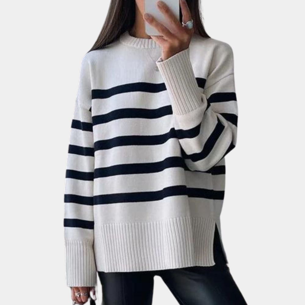 Trendy Oversized Striped Women's Sweater - Sophie