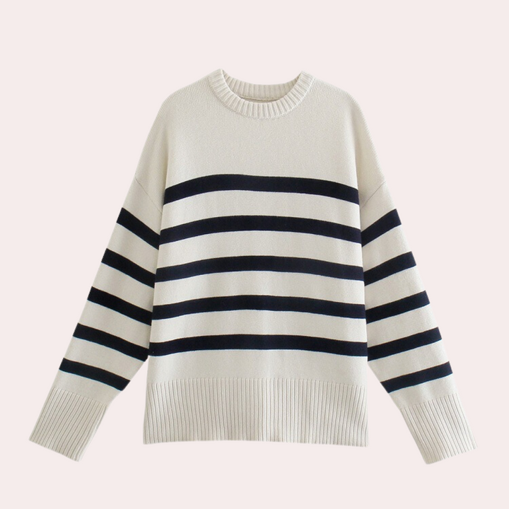 Trendy Oversized Striped Women's Sweater - Sophie