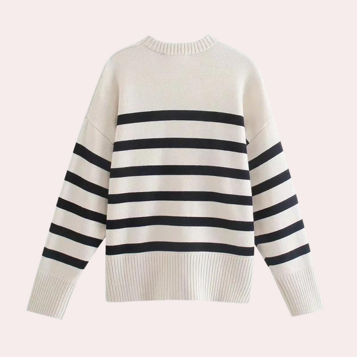 Trendy Oversized Striped Women's Sweater - Sophie