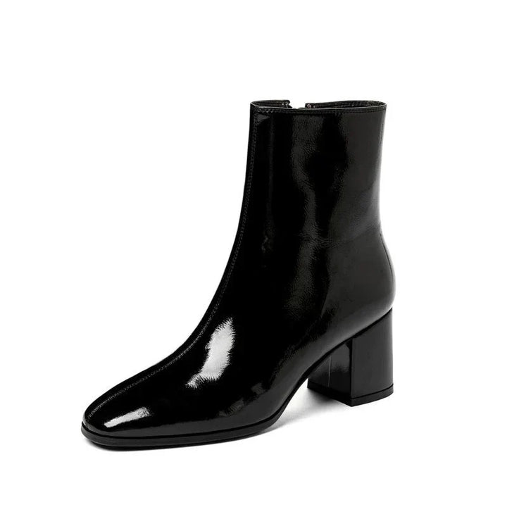 Trendy Lacquered Leather Women's Ankle Boots - Luna