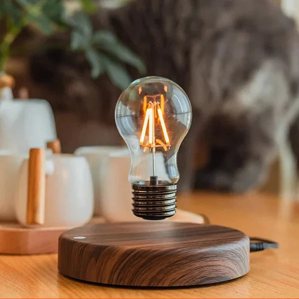 Levitating Light Bulb with Walnut Wood Base - LevitaLux