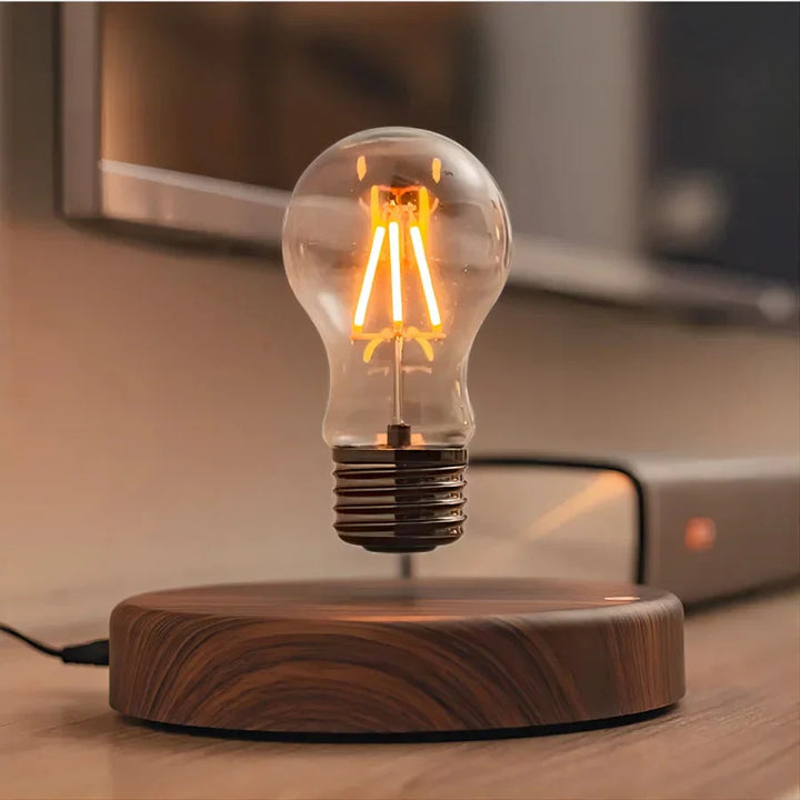 Levitating Light Bulb with Walnut Wood Base - LevitaLux