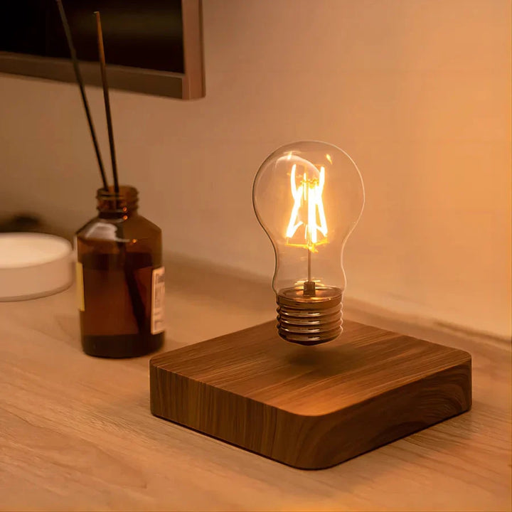 Levitating Light Bulb with Walnut Wood Base - LevitaLux