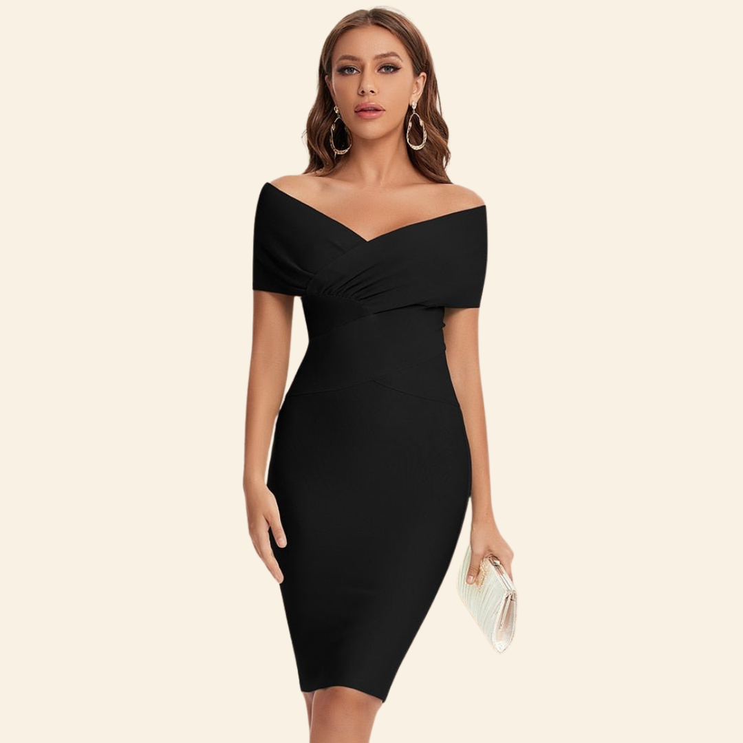 Bandage Dress with V-Neck - Celeste