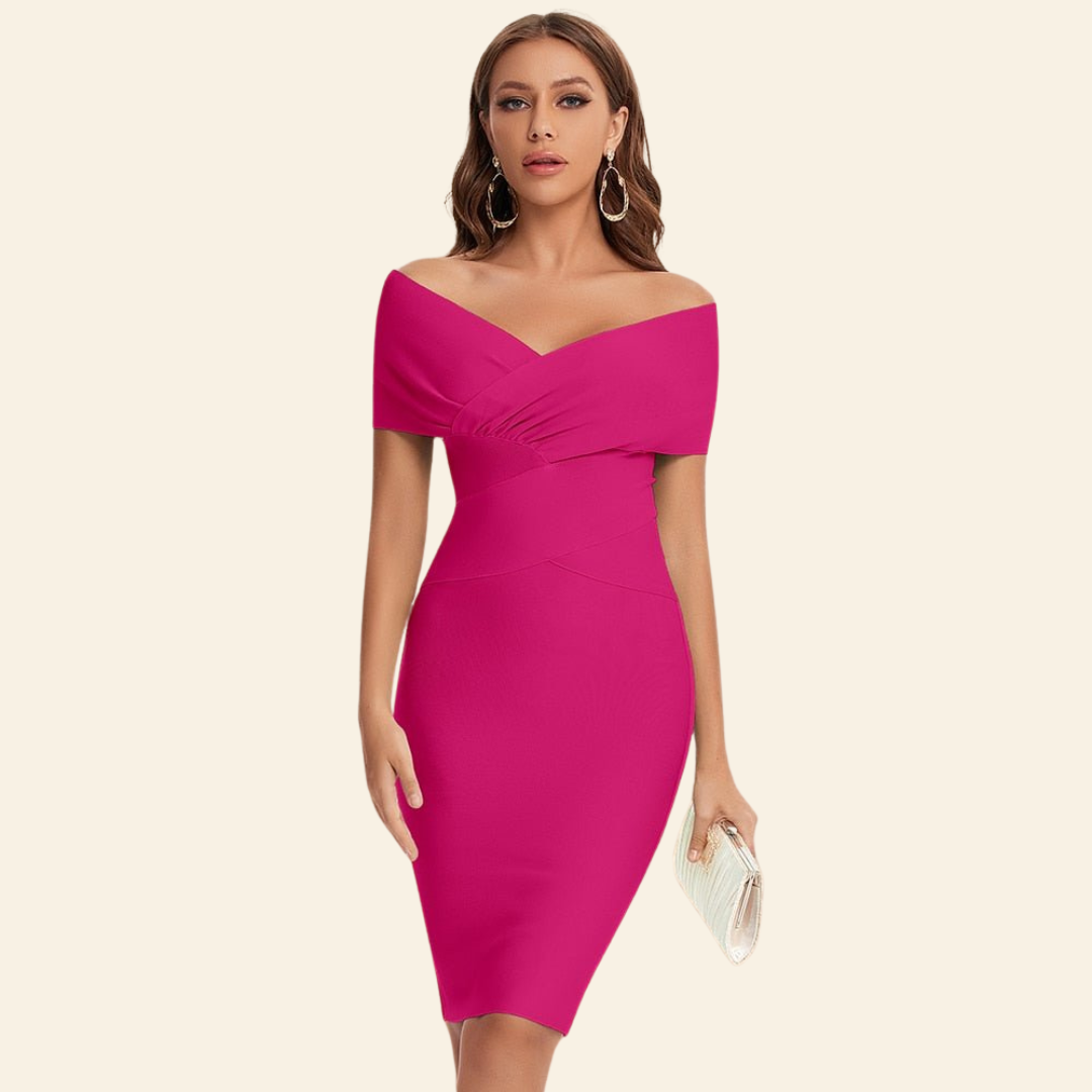 Bandage Dress with V-Neck - Celeste