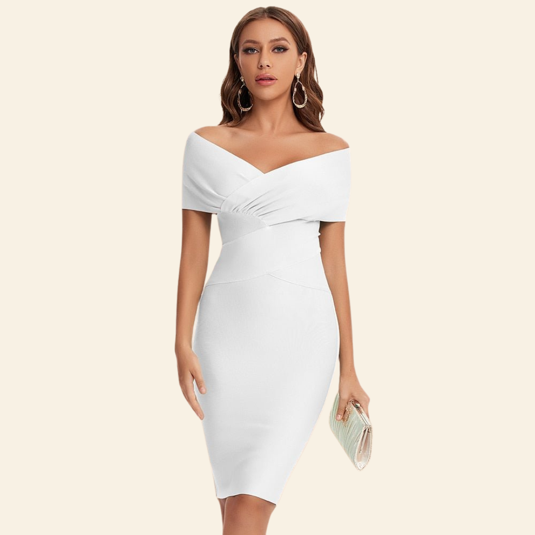 Bandage Dress with V-Neck - Celeste