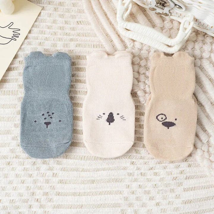 3-Pack Anti-Slip Baby Socks with Rubber Grips