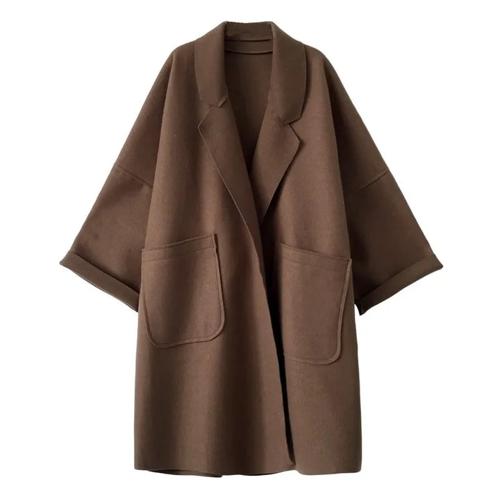 Oversized Wool Blend Trench Coat - Aura