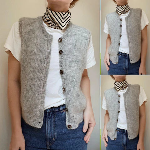 Light Grey Sleeveless Ladies' Cardigan - Celeste