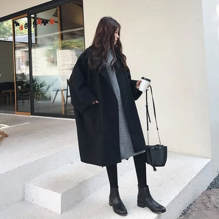 Oversized Wool Blend Trench Coat - Aura