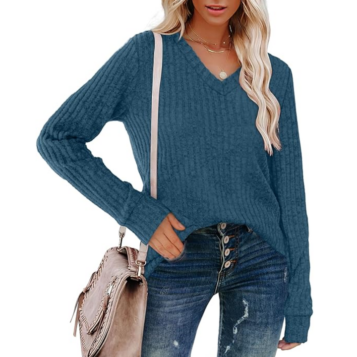 V-Neck Lightweight Tunic Sweater - Amanda