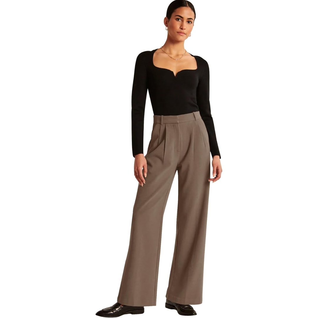 High Waisted Business Casual Work Trousers with Pockets - Katja