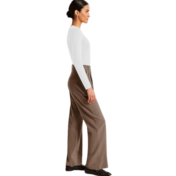 High Waisted Business Casual Work Trousers with Pockets - Katja