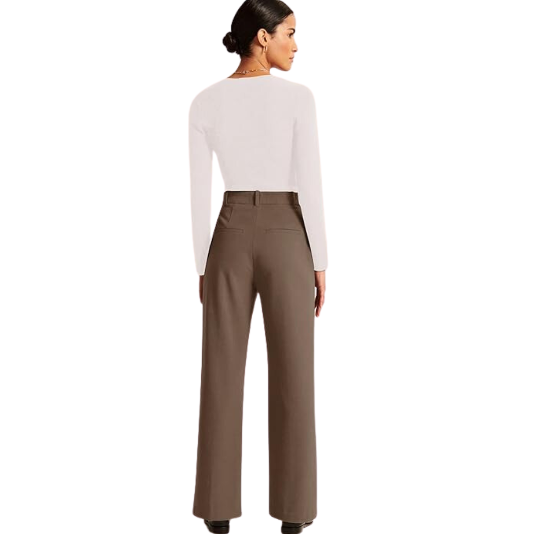 High Waisted Business Casual Work Trousers with Pockets - Katja