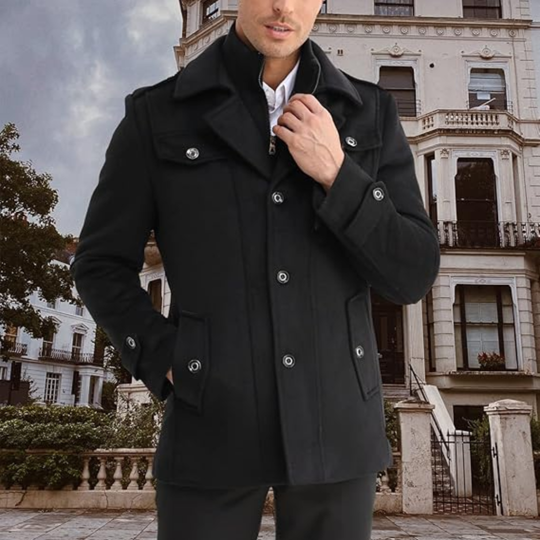 Men's Winter Trench Coat in Wool Blend - Liam