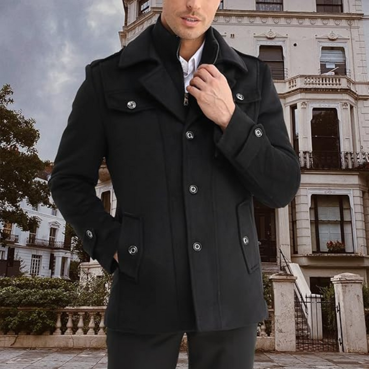 Men's Winter Trench Coat in Wool Blend - Liam