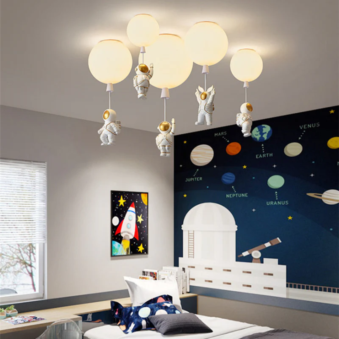 Trendy Moon/Astronaut Children's Room LED Ceiling Light - CosmoGlow