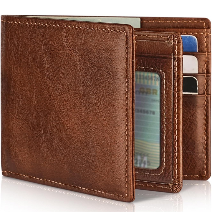 Men's Bifold Genuine Leather RFID Blocking Wallet - StitchCraft