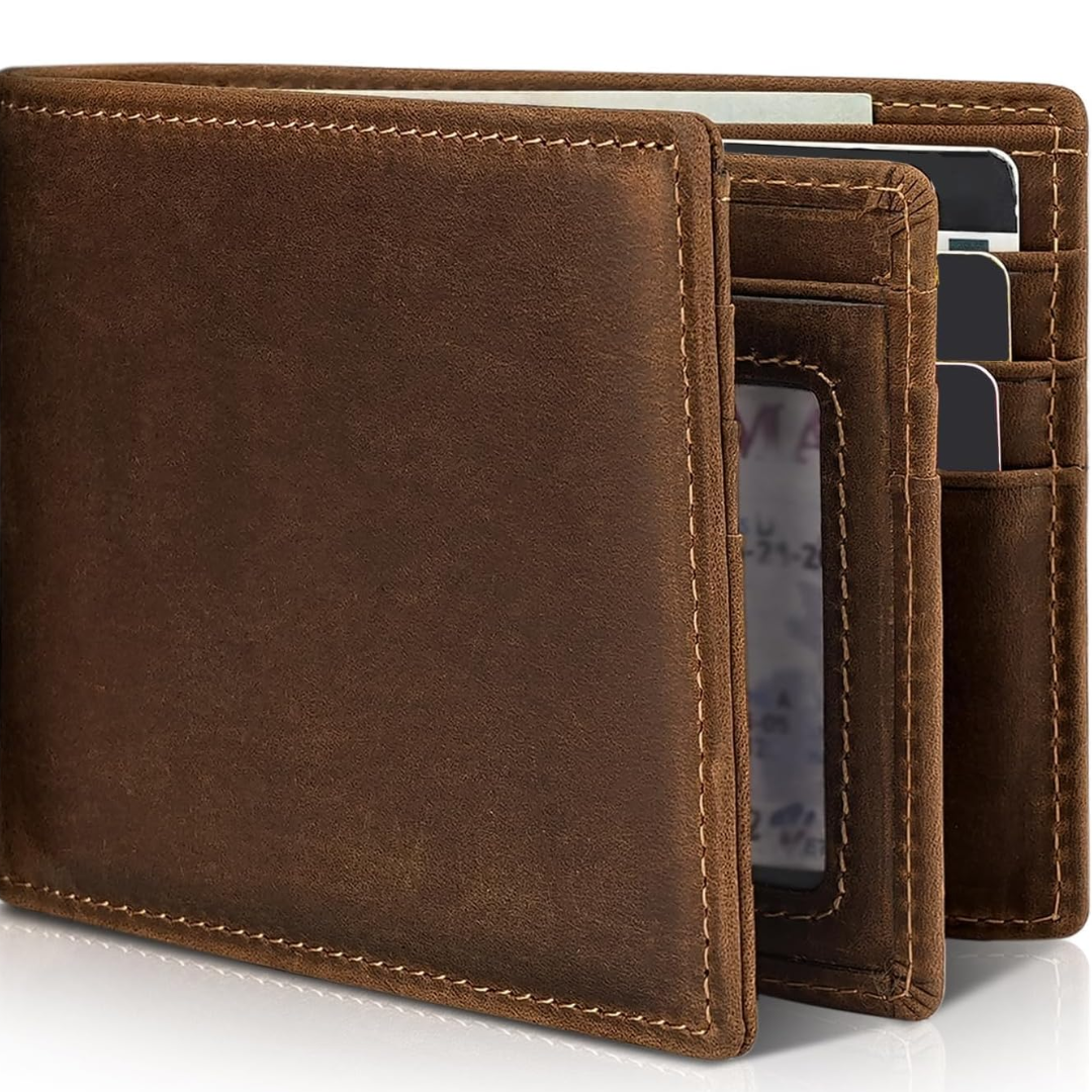 Men's Bifold Genuine Leather RFID Blocking Wallet - StitchCraft