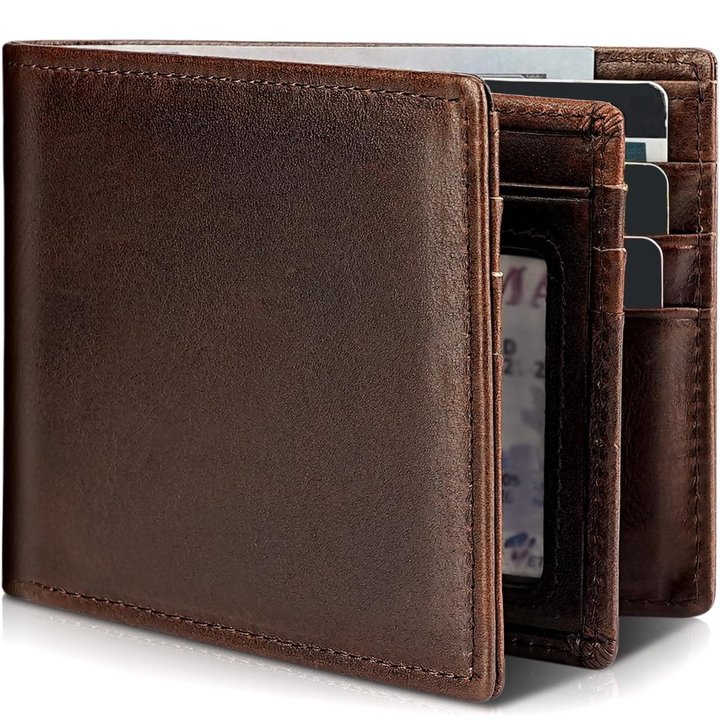 Men's Bifold Genuine Leather RFID Blocking Wallet - StitchCraft