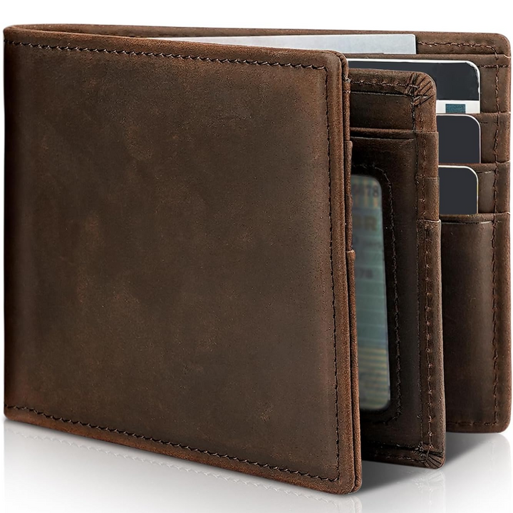 Men's Bifold Genuine Leather RFID Blocking Wallet - StitchCraft