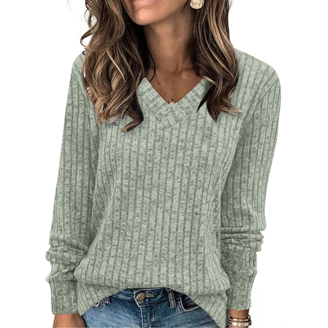 V-Neck Lightweight Tunic Sweater - Amanda