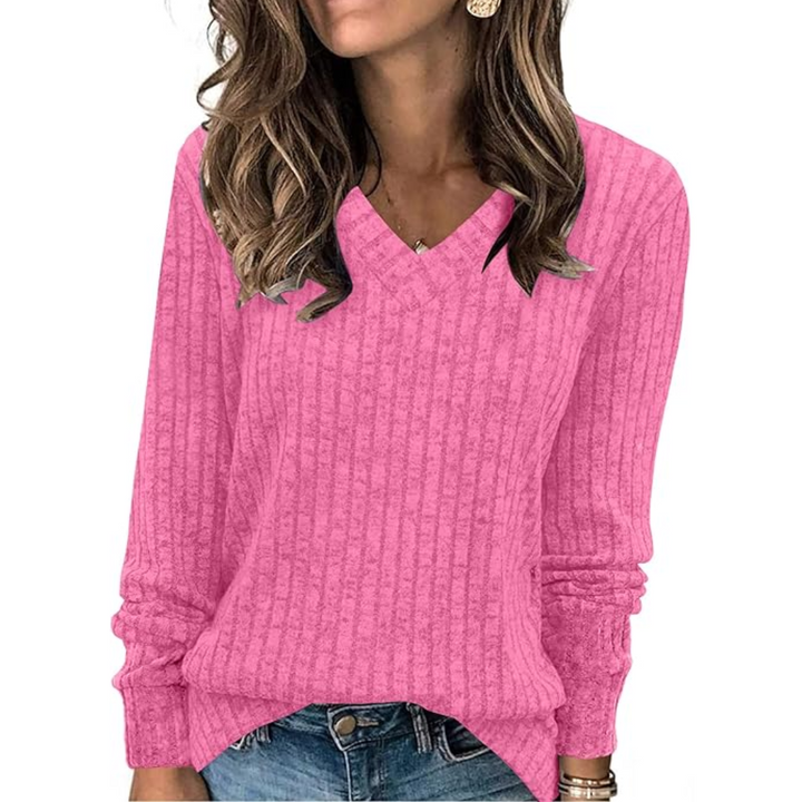 V-Neck Lightweight Tunic Sweater - Amanda