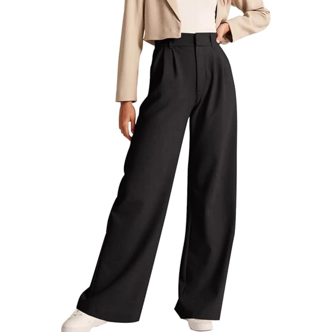 High Waisted Business Casual Work Trousers with Pockets - Katja