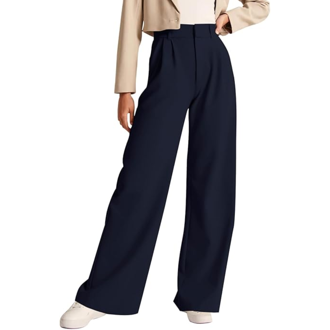 High Waisted Business Casual Work Trousers with Pockets - Katja