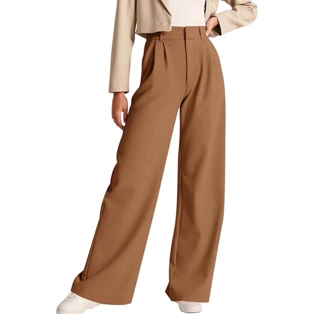 High Waisted Business Casual Work Trousers with Pockets - Katja