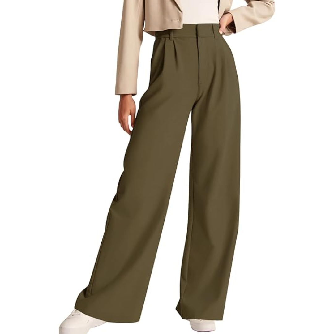 High Waisted Business Casual Work Trousers with Pockets - Katja