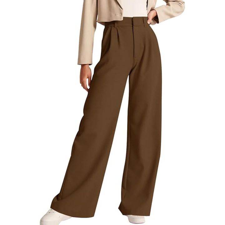 High Waisted Business Casual Work Trousers with Pockets - Katja