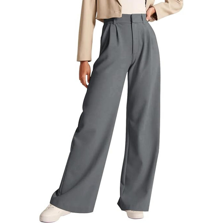 High Waisted Business Casual Work Trousers with Pockets - Katja