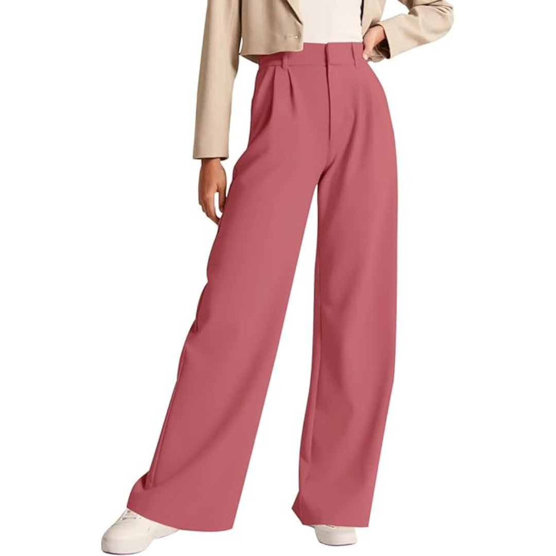 High Waisted Business Casual Work Trousers with Pockets - Katja